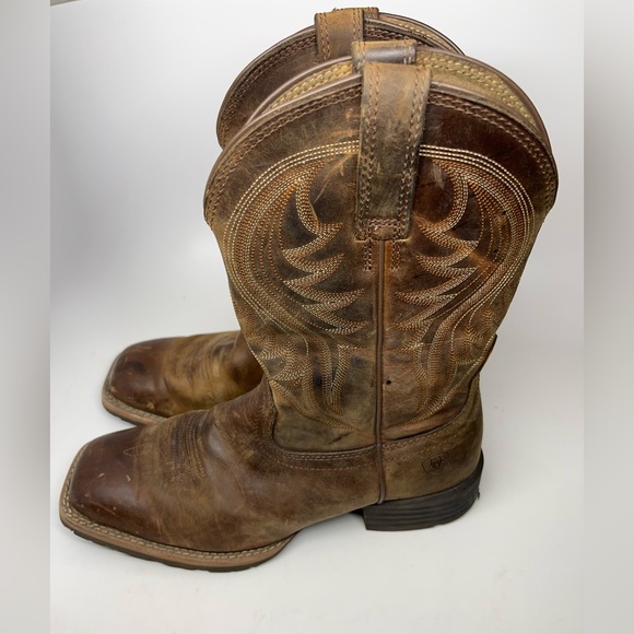 Ariat Other - Mens Ariat Western Square Toe Brown Leather Cowboy Boots Size 8 1/2D